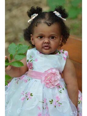 Realistic 28" African American Reborn Doll - Weighted Vinyl Lifelike Baby Toy